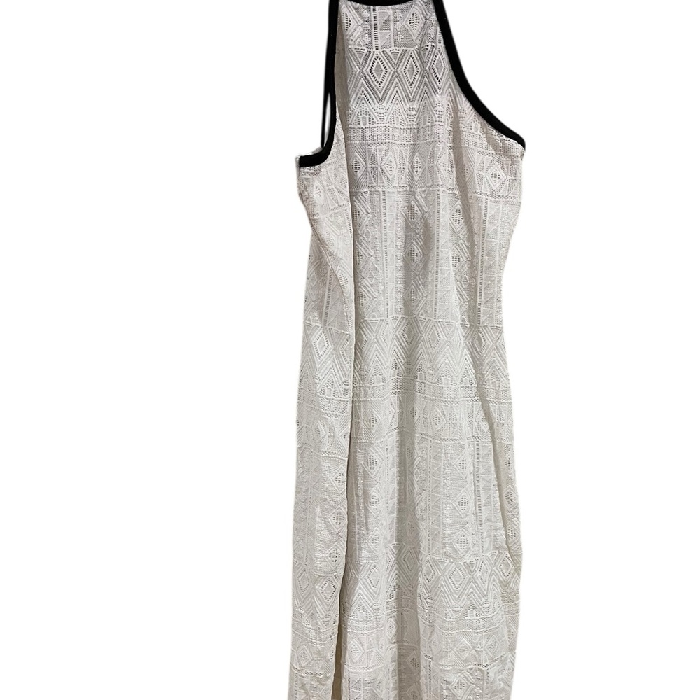 Material Girl size L lace geometric White Sleeveless halter Dress